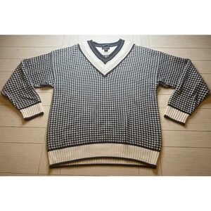 VINTAGE Gant Sweater Mens X Large Navy Cream Maroon V Neck Pullover‎ 90s Cotton